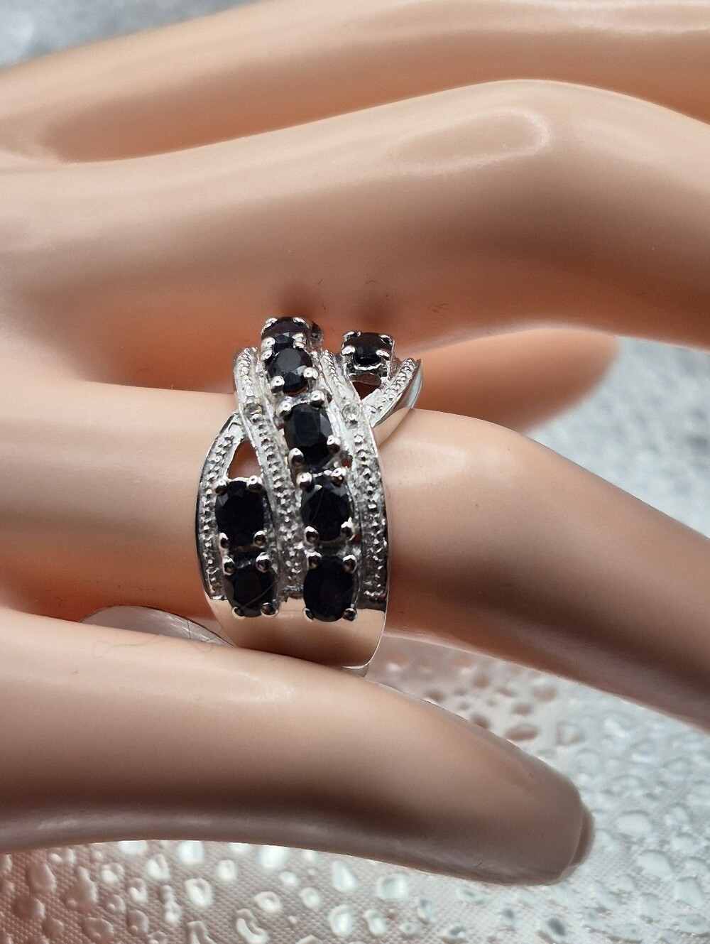 Sapphire And Diamond Crossover Ring